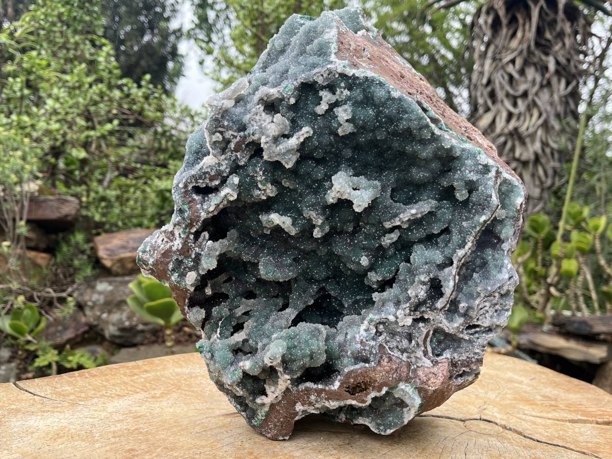 Natural Exquisite Drusy Quartz Coated Ball Malachite Stalactites on Dolomite Matrix Specimen x 1 From Kambove, Congo