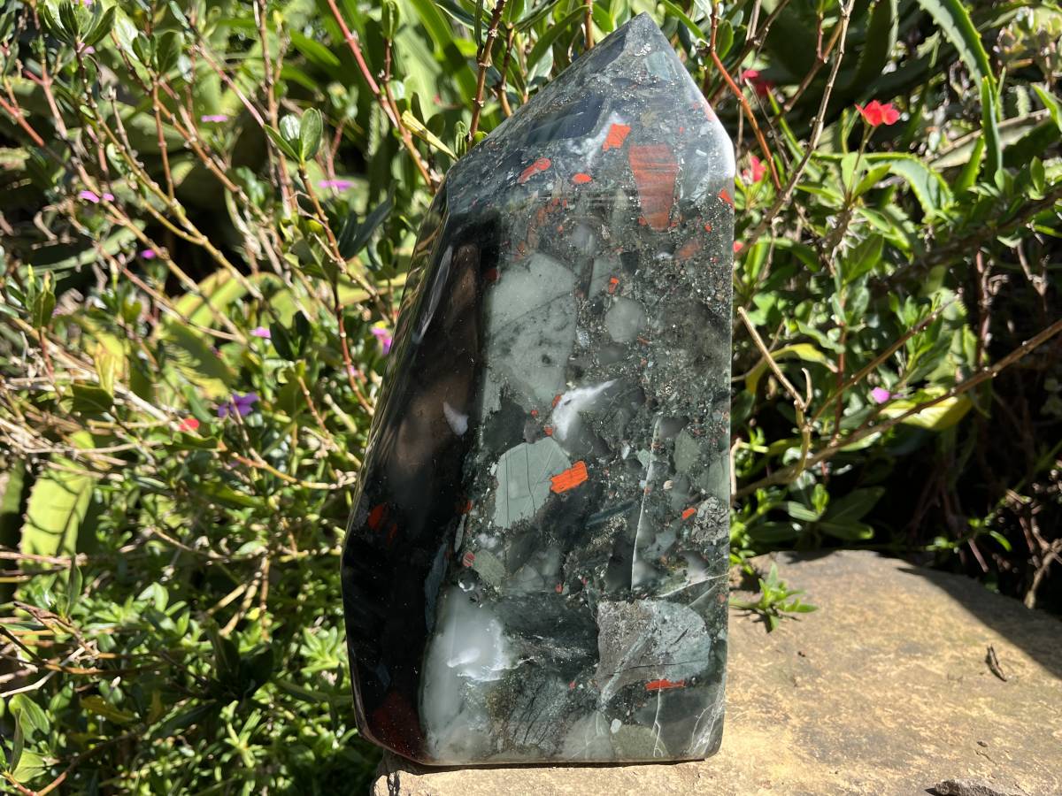 Polished XL Bloodstone Standing Display Crystal x 1 From Swaziland