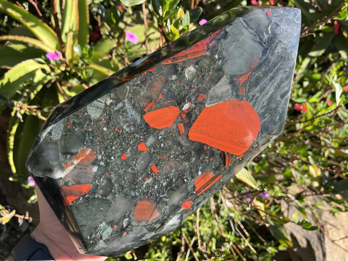 Polished XL Bloodstone Standing Display Crystal x 1 From Swaziland