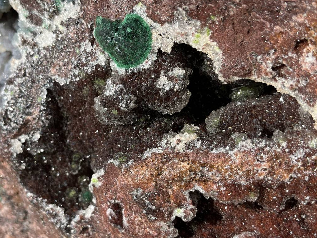 Natural Massive Druzy Coated Ball Malachite on Red Copper Dolomite Specimen x 1 From Likasi, Congo