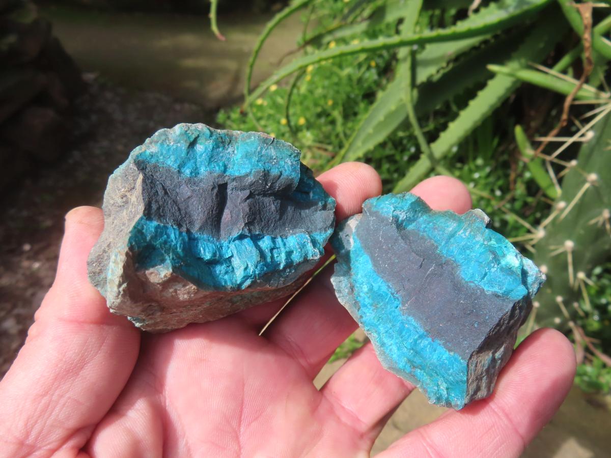 Natural Twin Shattuckite and Bornite Split Nodule x 1 From Kaokoveld, Namibia