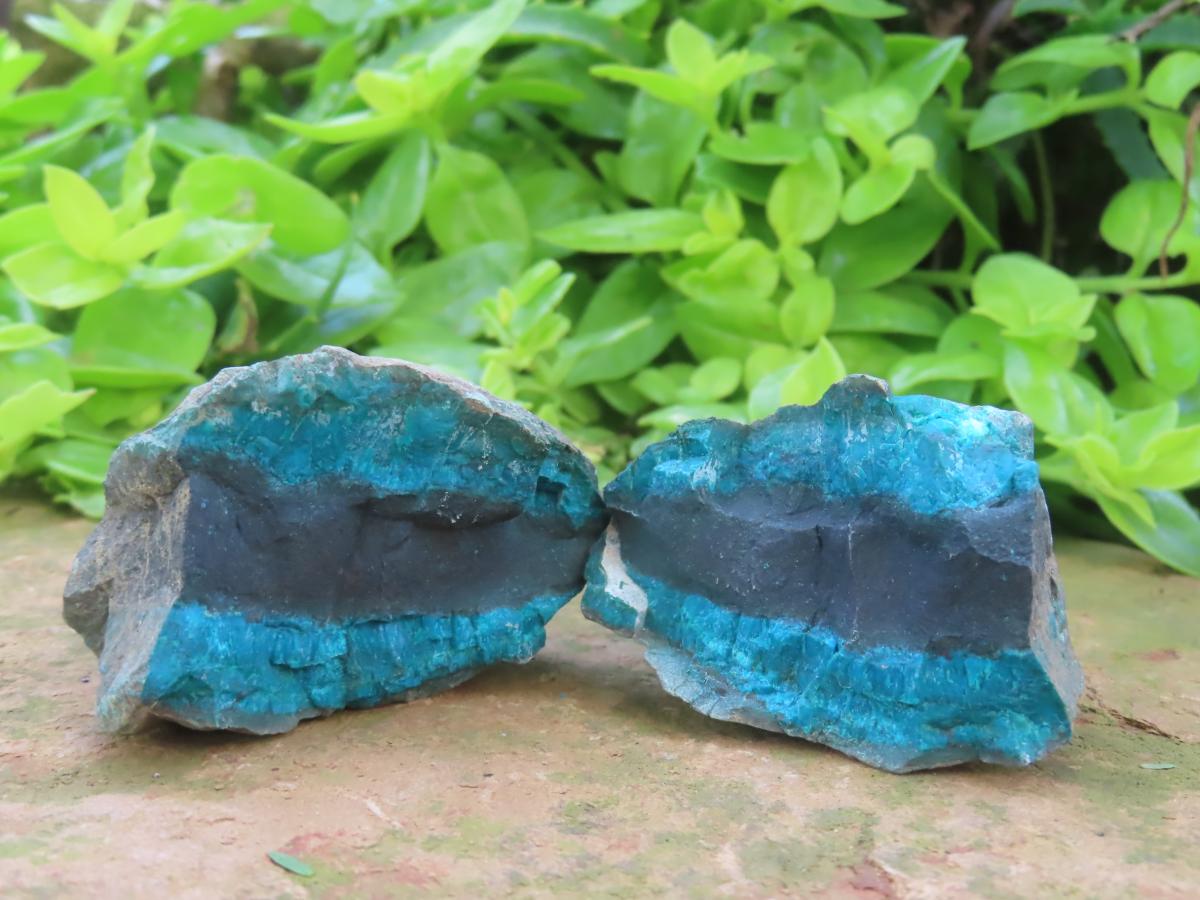Natural Twin Shattuckite and Bornite Split Nodule x 1 From Kaokoveld, Namibia
