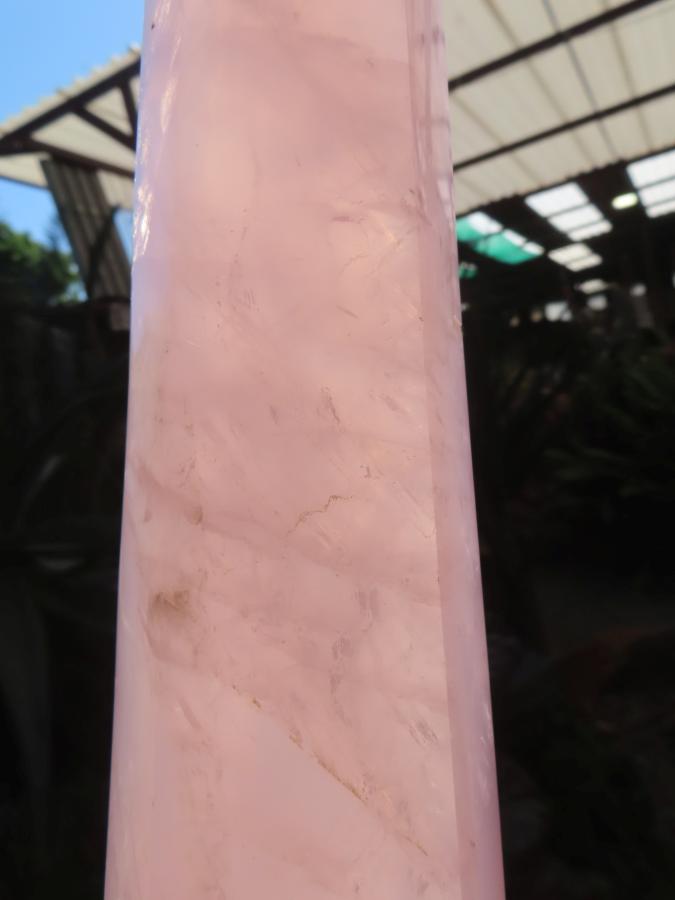 Polished Gemmy Long Rose Quartz Standing Prism x 1  From Ambatondrazaka, Madagascar