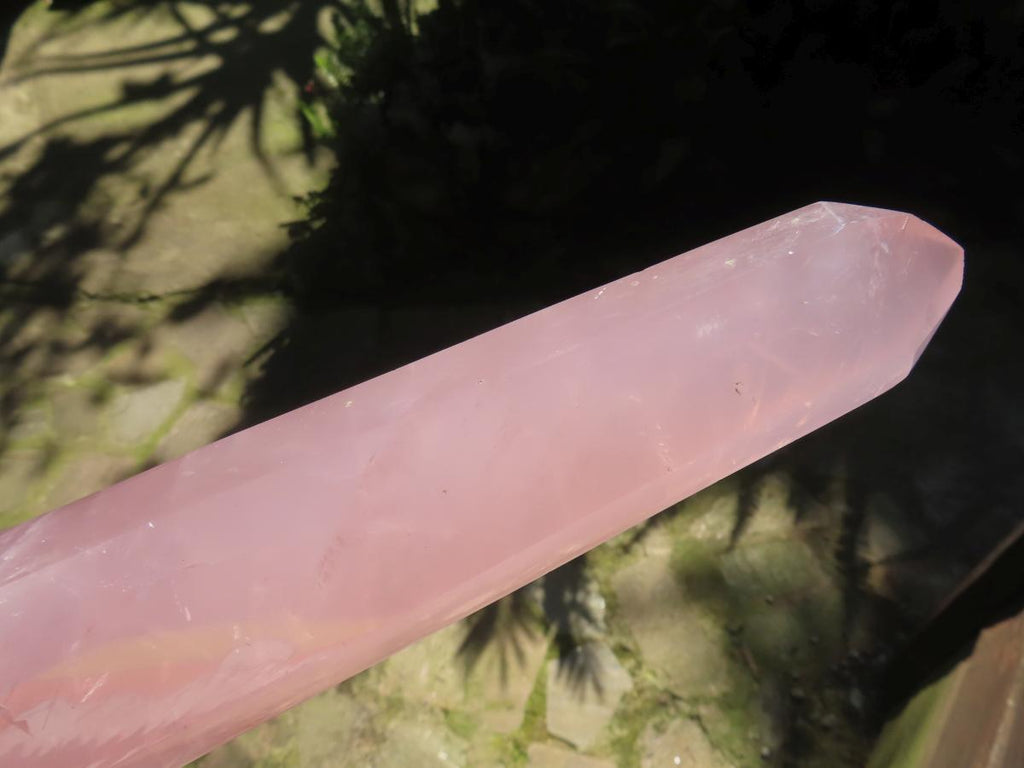 Polished Gemmy Long Rose Quartz Standing Prism x 1  From Ambatondrazaka, Madagascar