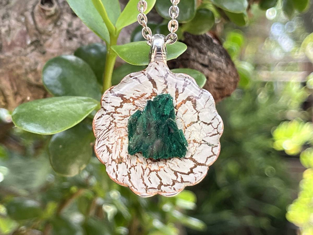 Hand Made Silky Malachite Set In A Silver Spoon x 1 From Kasompe, Congo