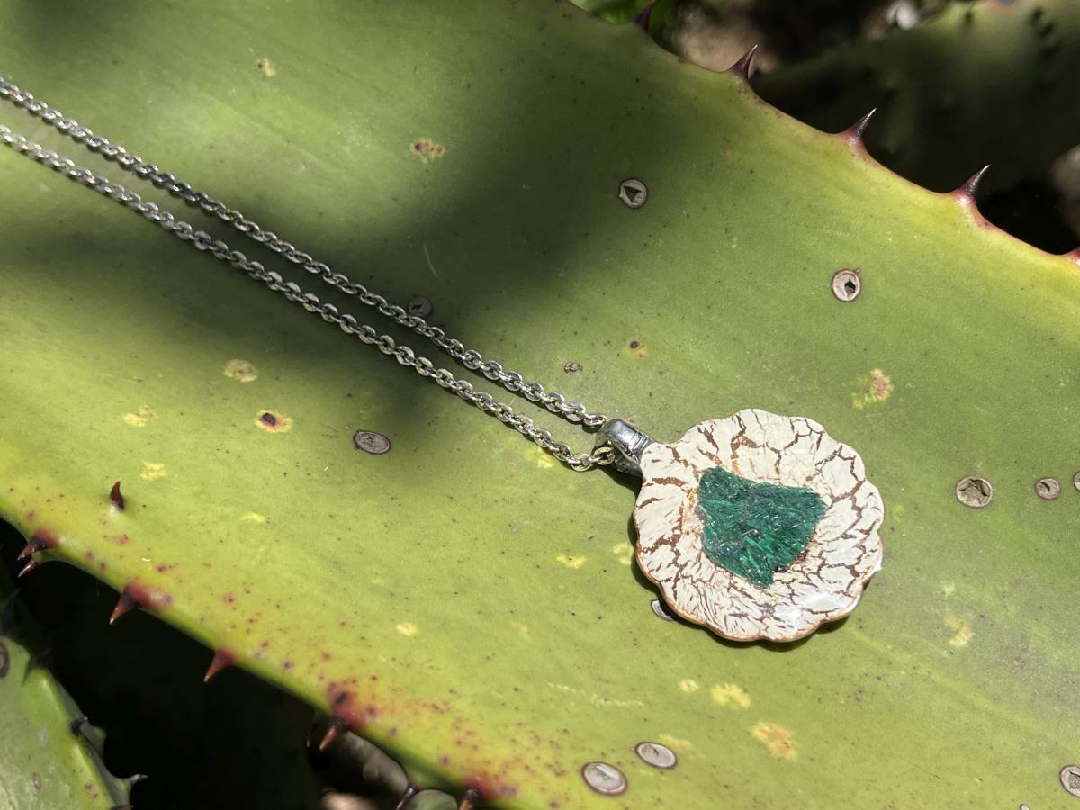 Hand Made Silky Malachite Set In A Silver Spoon x 1 From Kasompe, Congo