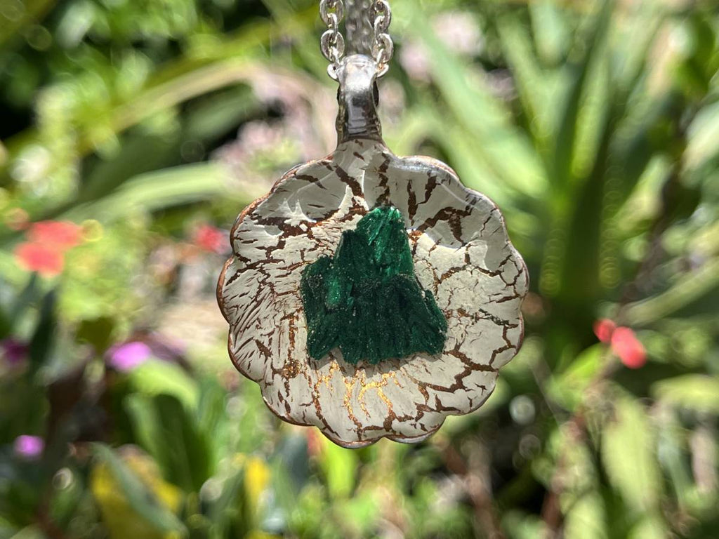 Hand Made Silky Malachite Set In A Silver Spoon x 1 From Kasompe, Congo