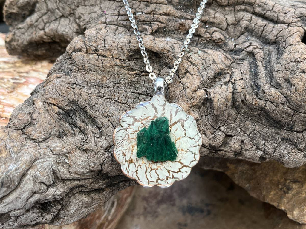 Hand Made Silky Malachite Set In A Silver Spoon x 1 From Kasompe, Congo