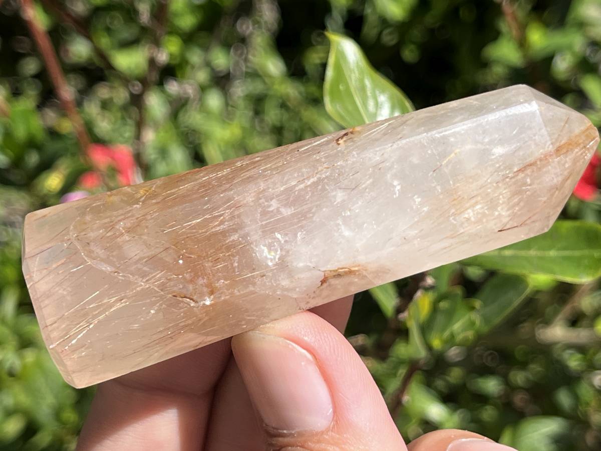 Polished Copper Rutilated Quartz Crystal x 1 From Madagascar