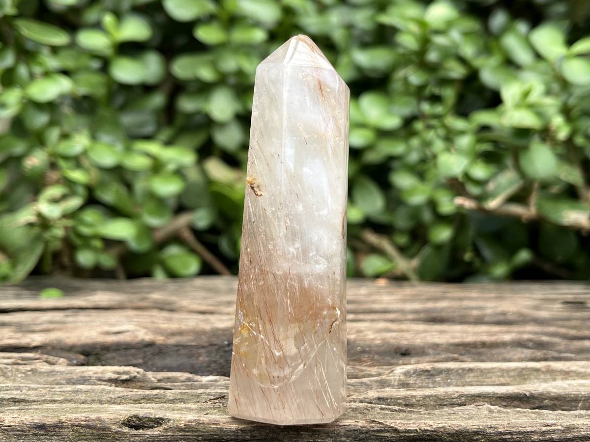 Polished Copper Rutilated Quartz Crystal x 1 From Madagascar