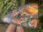 Polished Sunset Orange and Purple Flash Labradorite x 1 From Tulear, Madagascar.