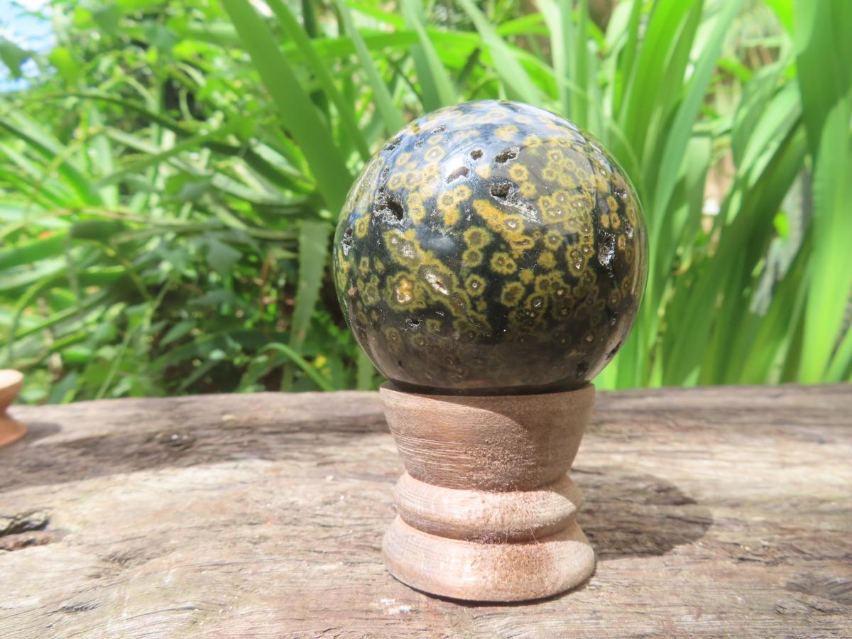 Polished Orbicular Ocean Jasper Sphere x 1 From Madagascar