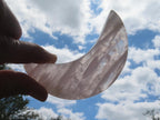 Polished Pearly Rose Quartz Crescent Moon Crystal x 1 From Ambatondrazaka, Madagascar