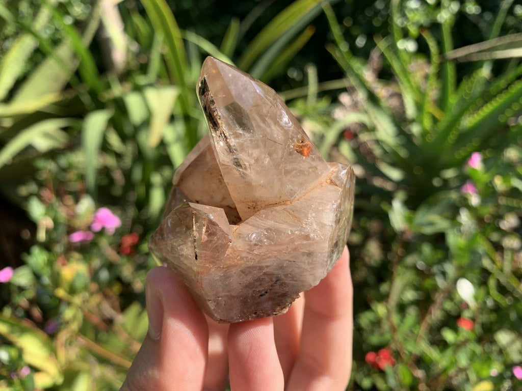 Polished Smokey Tourmilated Quartz Cluster x 1 From Madagascar