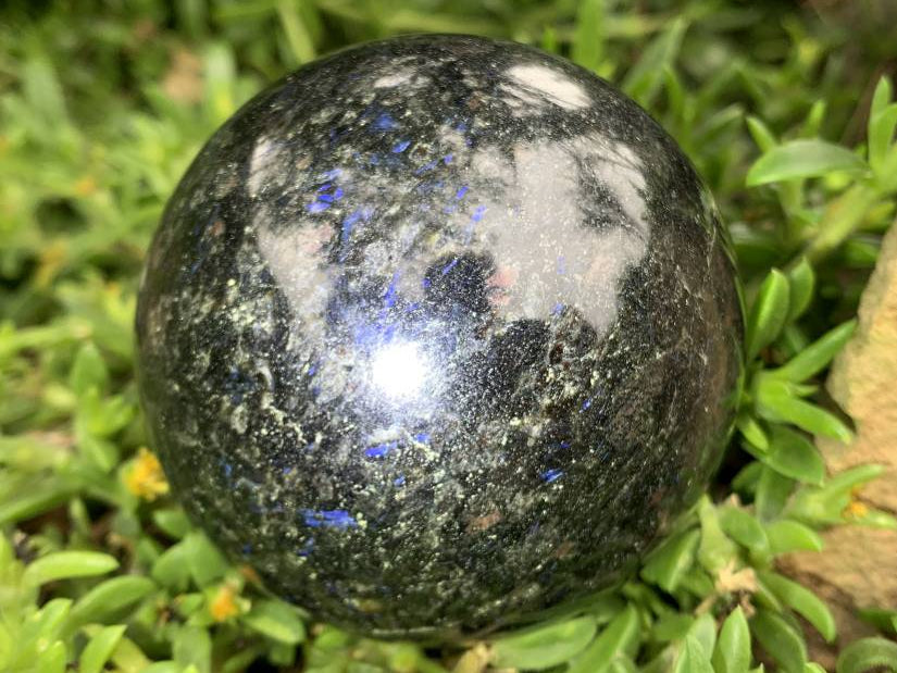 Polished Blue Spark Iolite Water Sapphire Sphere x 1 From Madagascar