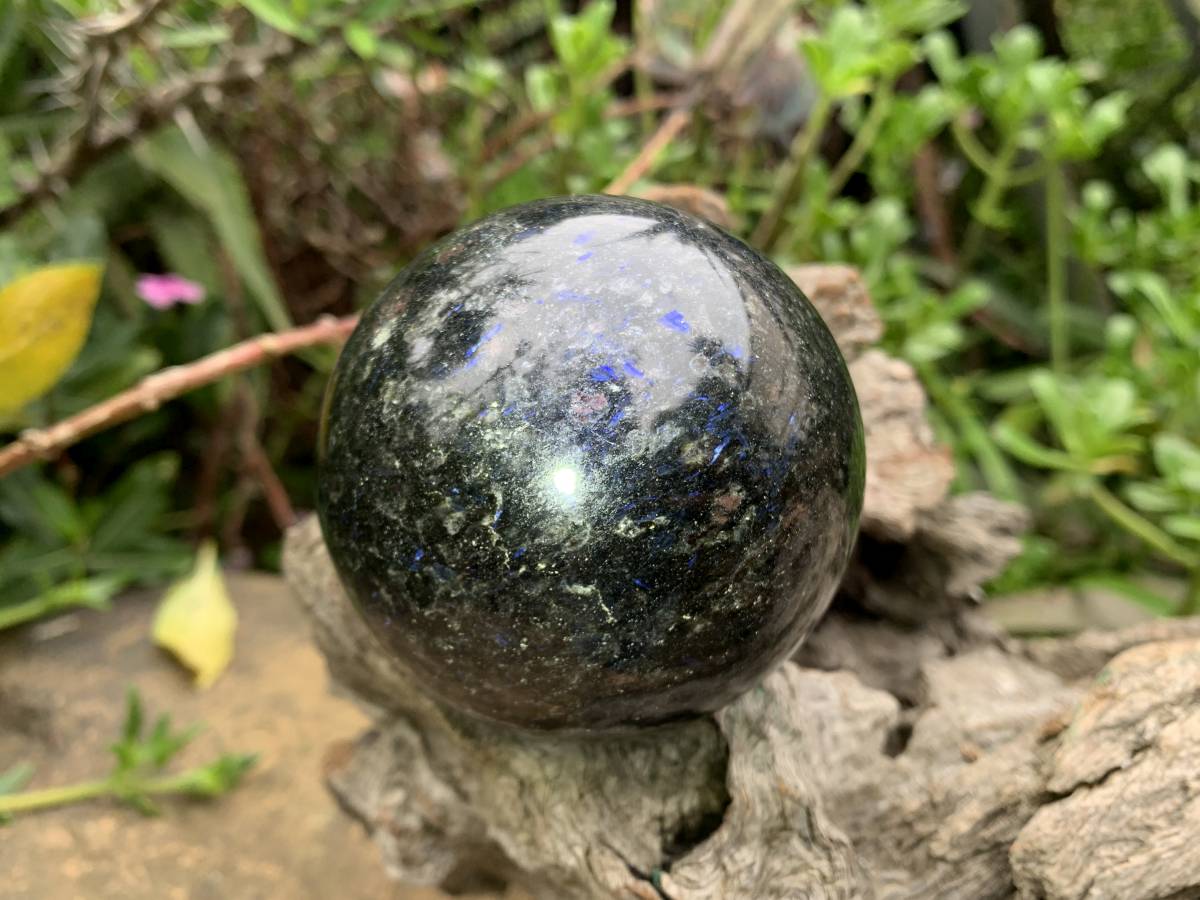 Polished Blue Spark Iolite Water Sapphire Sphere x 1 From Madagascar