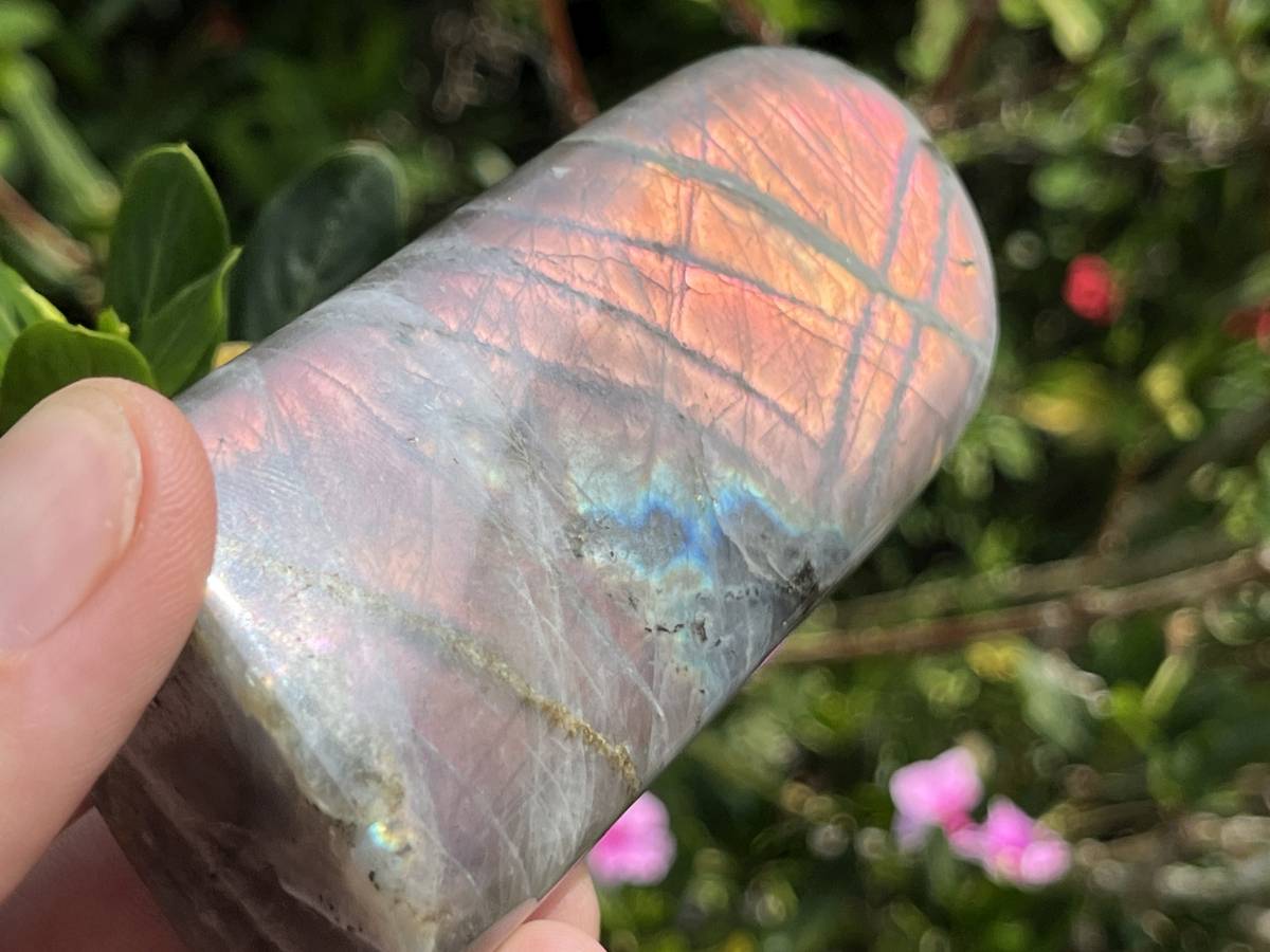 Polished Rare Purple Sunset Flash Labradorite Standing Free Form x 1 From Tulear, Madagascar
