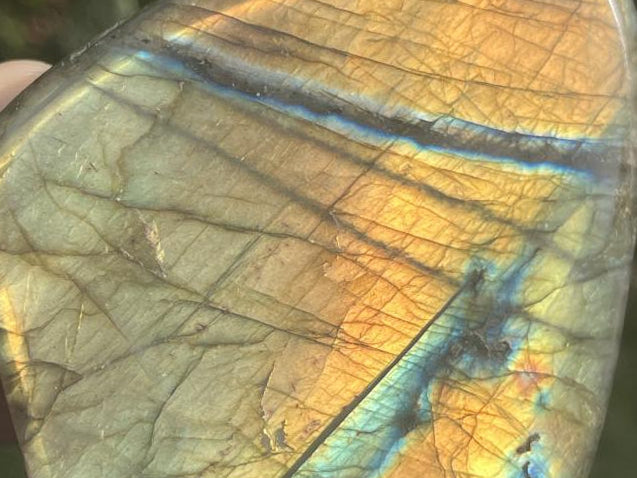 Polished Golden Sunset Flash Labradorite Standing Free Form x 1 From Tulear, Madagascar