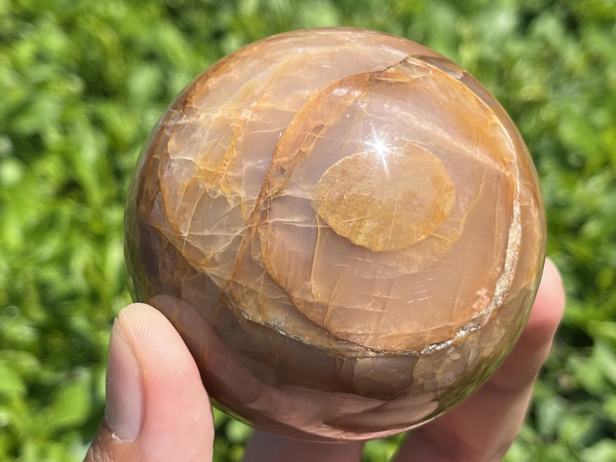 Polished Chatoyant Peach Moonstone Sphere x 1 From Madagascar