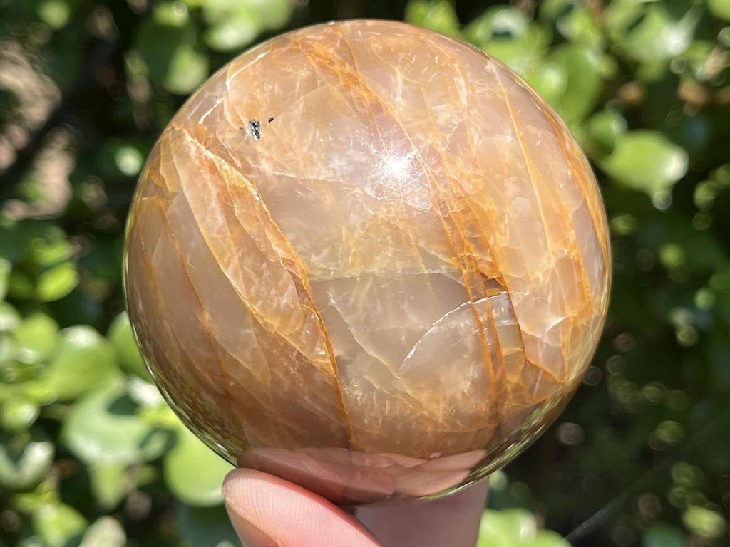 Polished Chatoyant Peach Moonstone Sphere x 1 From Madagascar