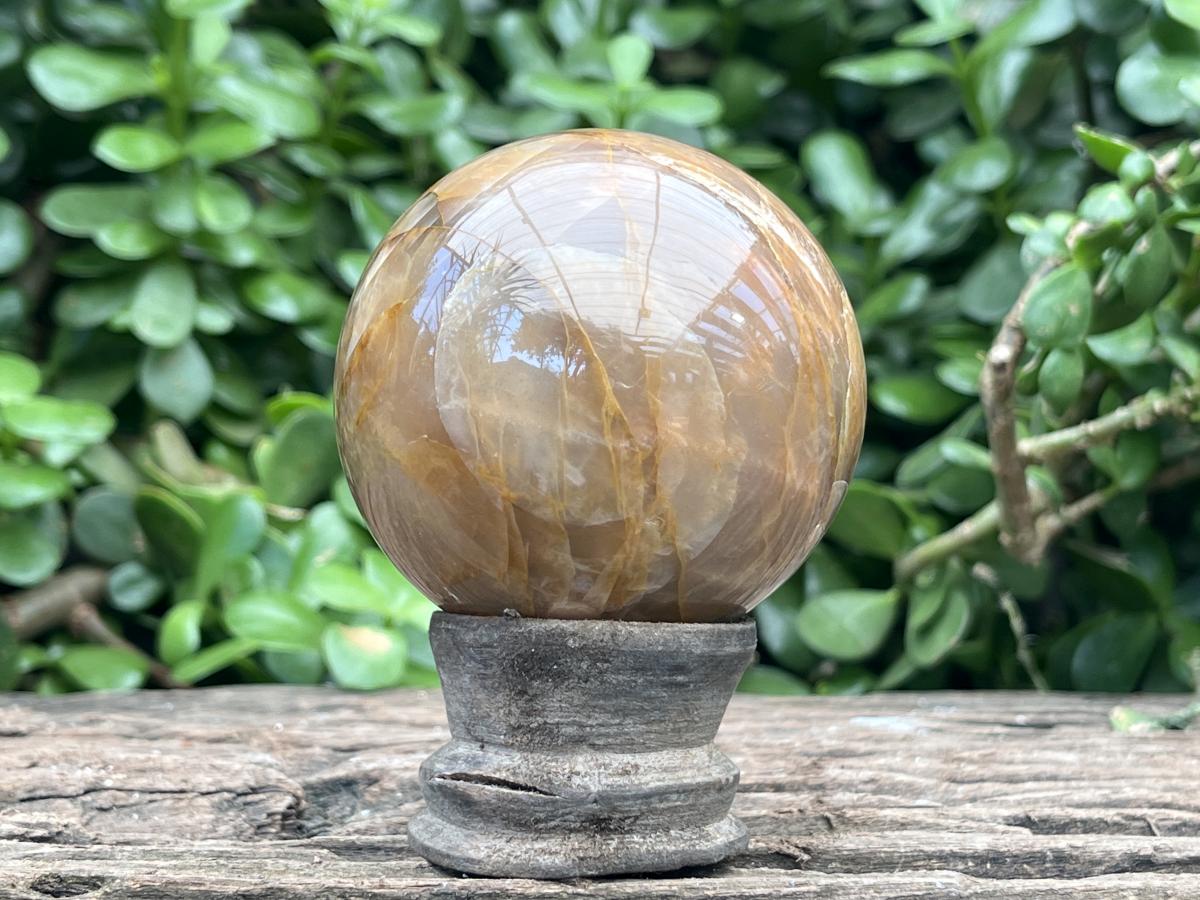 Polished Chatoyant Peach Moonstone Sphere x 1 From Madagascar