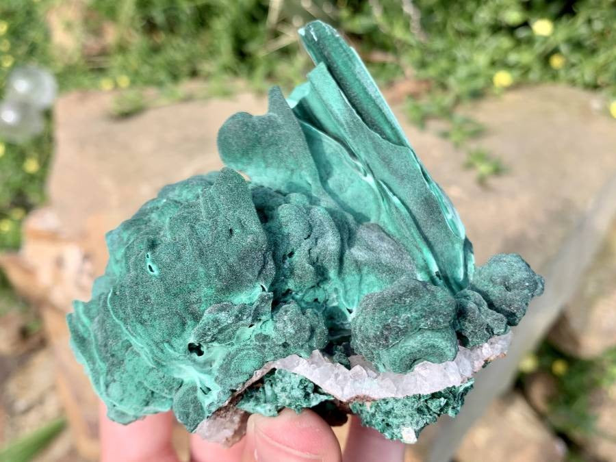 Natural Malachite Stalactite With Crystalline Botroiydal Base Specimen x 1 From Kolwezi, Congo