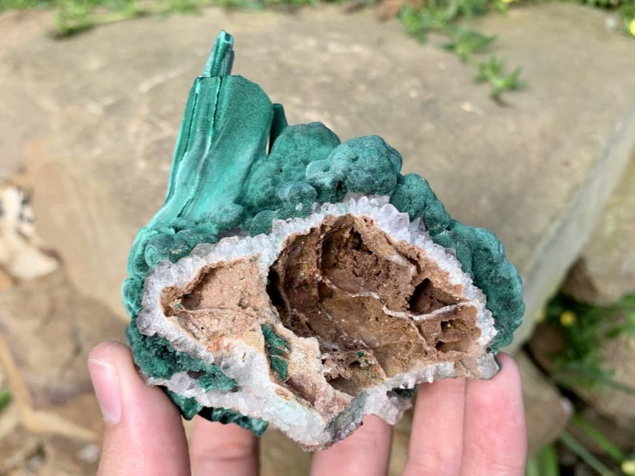 Natural Malachite Stalactite With Crystalline Botroiydal Base Specimen x 1 From Kolwezi, Congo