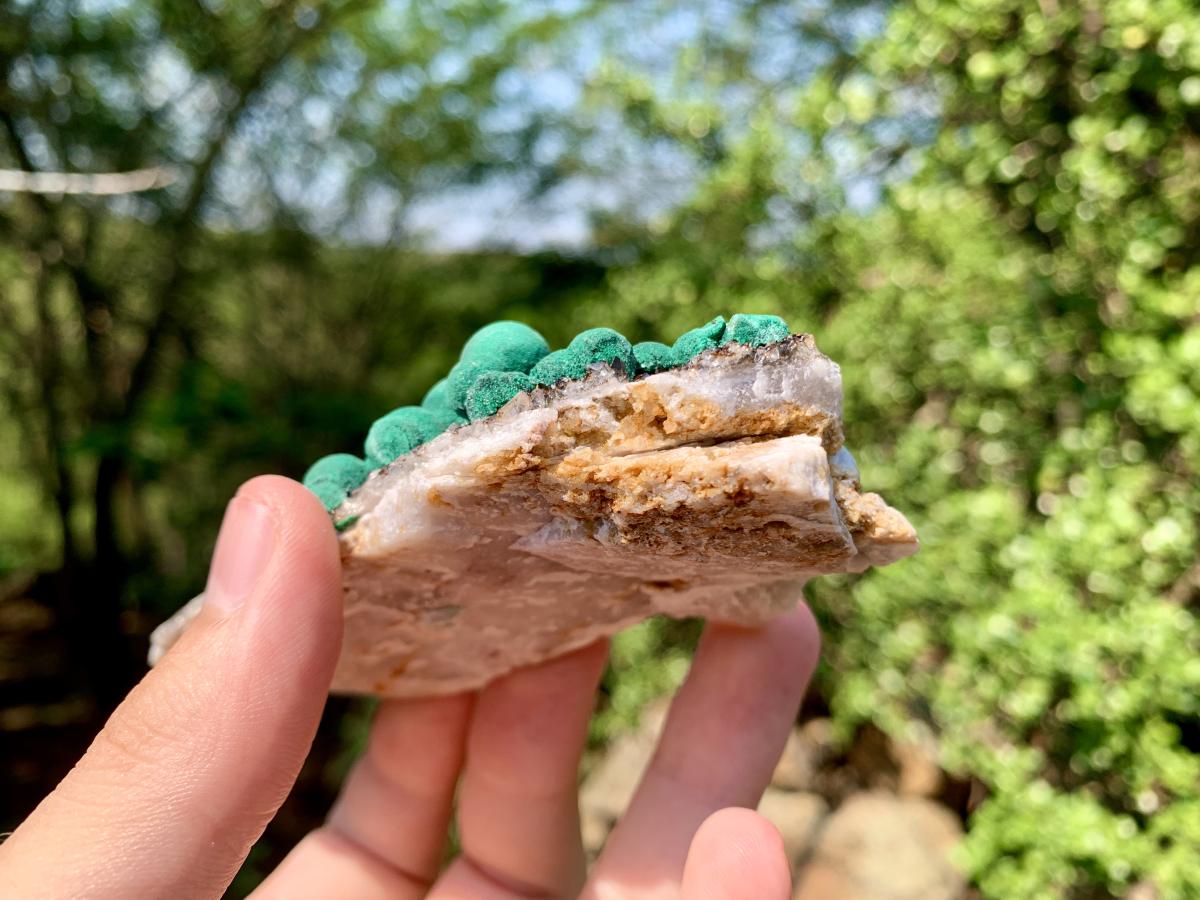 Natural Ball Malachite on Drusy Crystalline Dolomite Matrix Specimen x 1 From Kambove, Congo