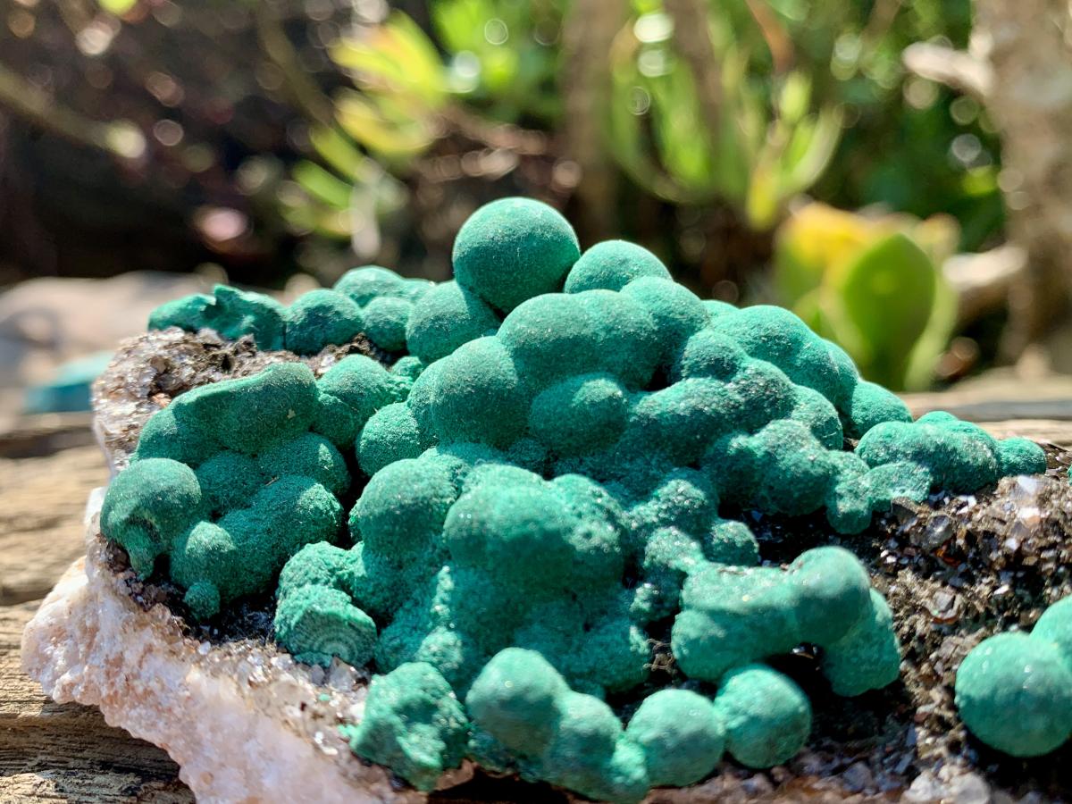 Natural Ball Malachite on Drusy Crystalline Dolomite Matrix Specimen x 1 From Kambove, Congo