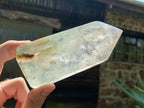 Polished Phantom Lined Chlorite Quartz Crystal x 1 From Ambatofinandrahana, Madagascar