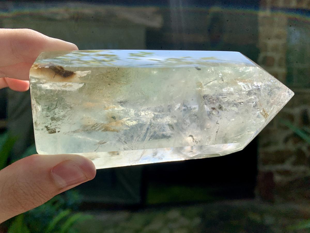 Polished Phantom Lined Chlorite Quartz Crystal x 1 From Ambatofinandrahana, Madagascar