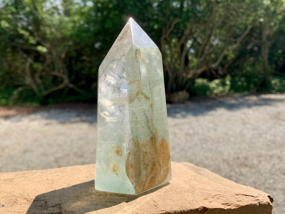 Polished Phantom Lined Chlorite Quartz Crystal x 1 From Ambatofinandrahana, Madagascar