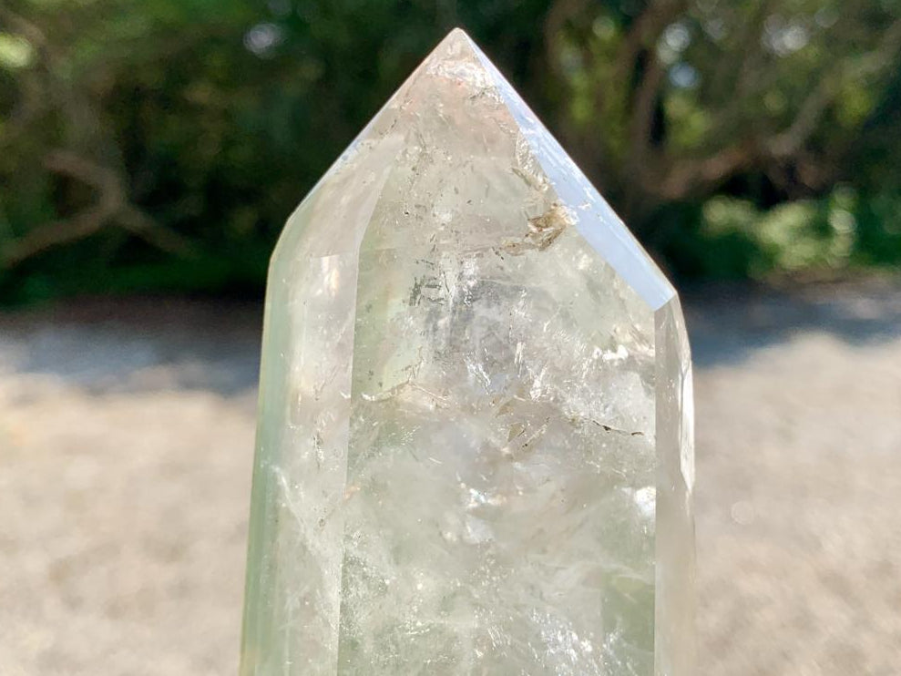 Polished Phantom Lined Chlorite Quartz Crystal x 1 From Ambatofinandrahana, Madagascar