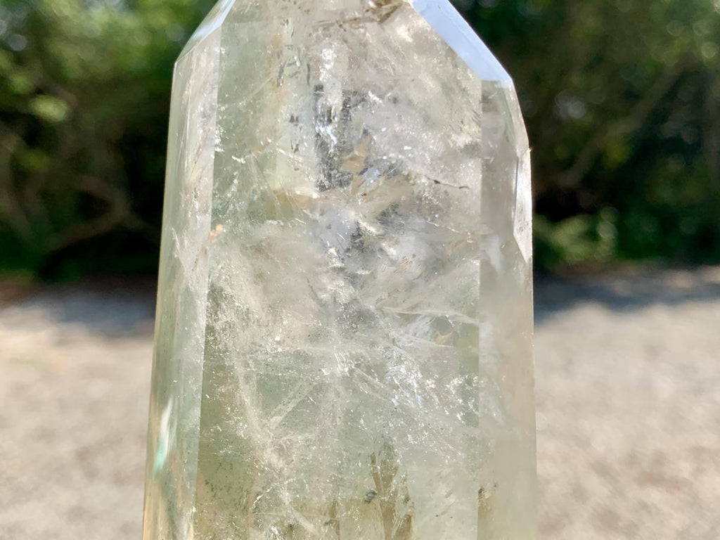 Polished Phantom Lined Chlorite Quartz Crystal x 1 From Ambatofinandrahana, Madagascar