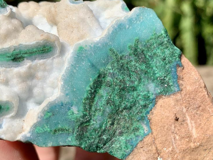 Natural White Dolomite With Malachite And Silica Chrysocolla Specimen x 1 From Mindingi Mine, Congo