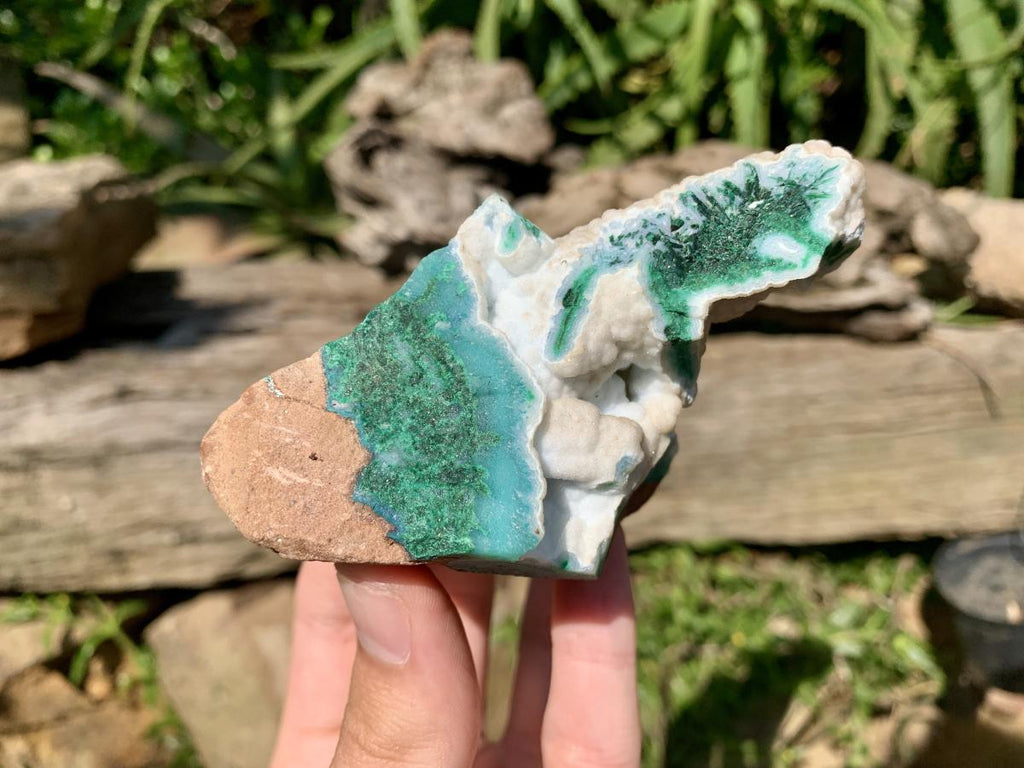 Natural White Dolomite With Malachite And Silica Chrysocolla Specimen x 1 From Mindingi Mine, Congo