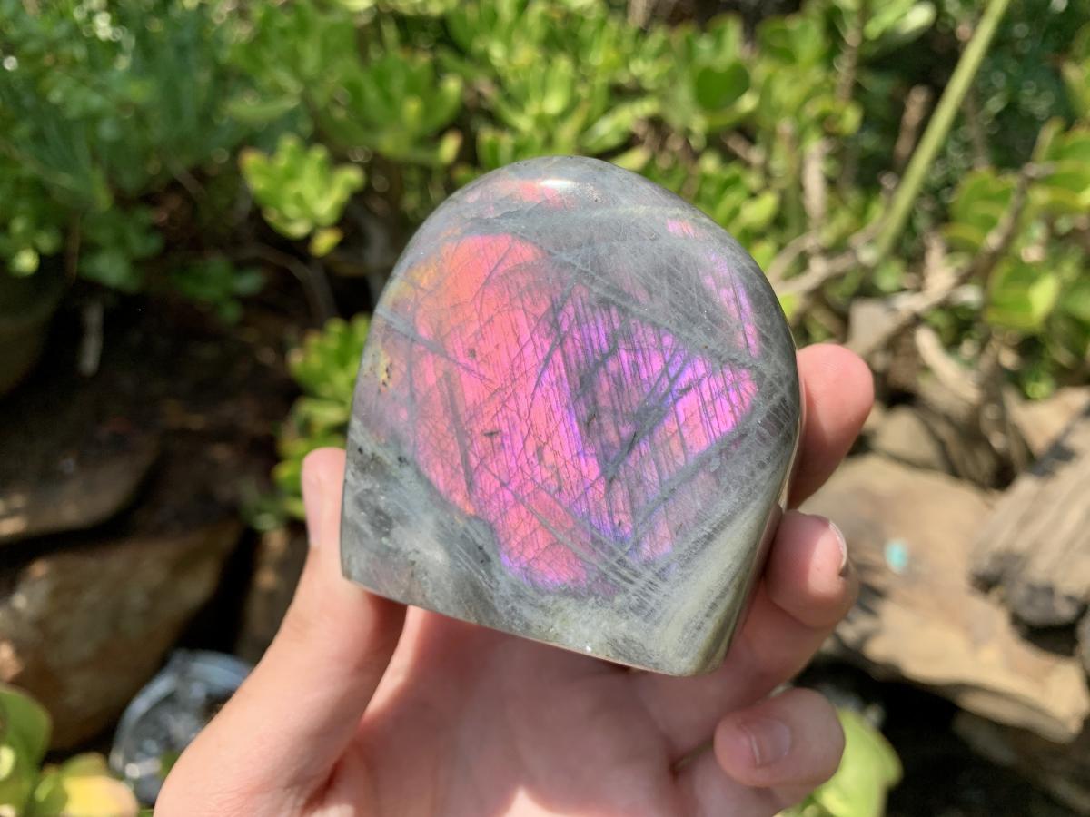 Polished Rare Purple Sunset Labradorite Standing Free Form x 1 From Tulear, Madagascar