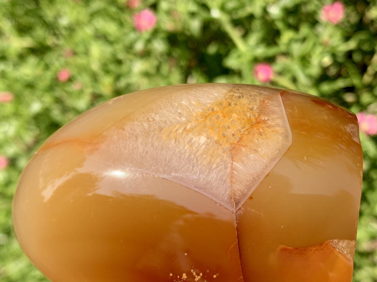 Polished Crystalline Geode Centered Carnelian Standing Free Form x 1 From Madagascar