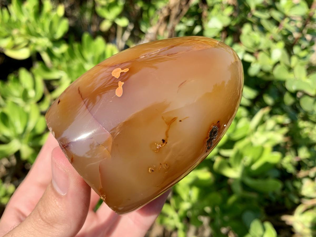 Polished Crystalline Geode Centered Carnelian Standing Free Form x 1 From Madagascar