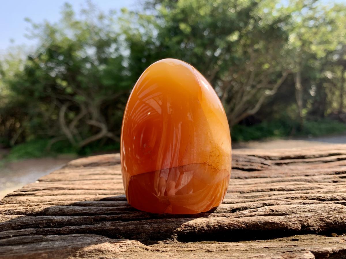 Polished Crystalline Geode Centered Carnelian Standing Free Form x 1 From Madagascar