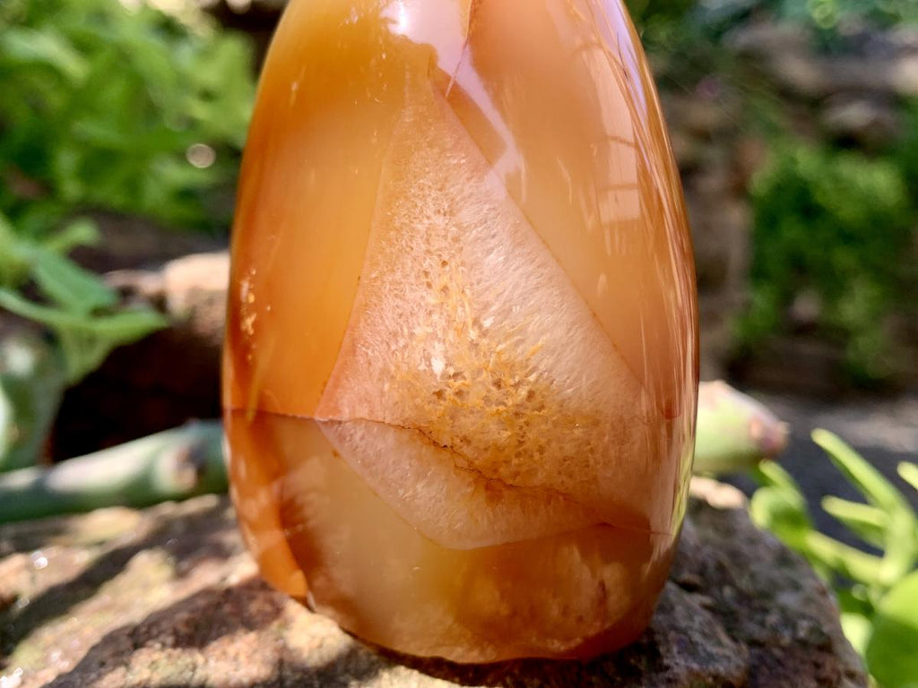 Polished Crystalline Geode Centered Carnelian Standing Free Form x 1 From Madagascar