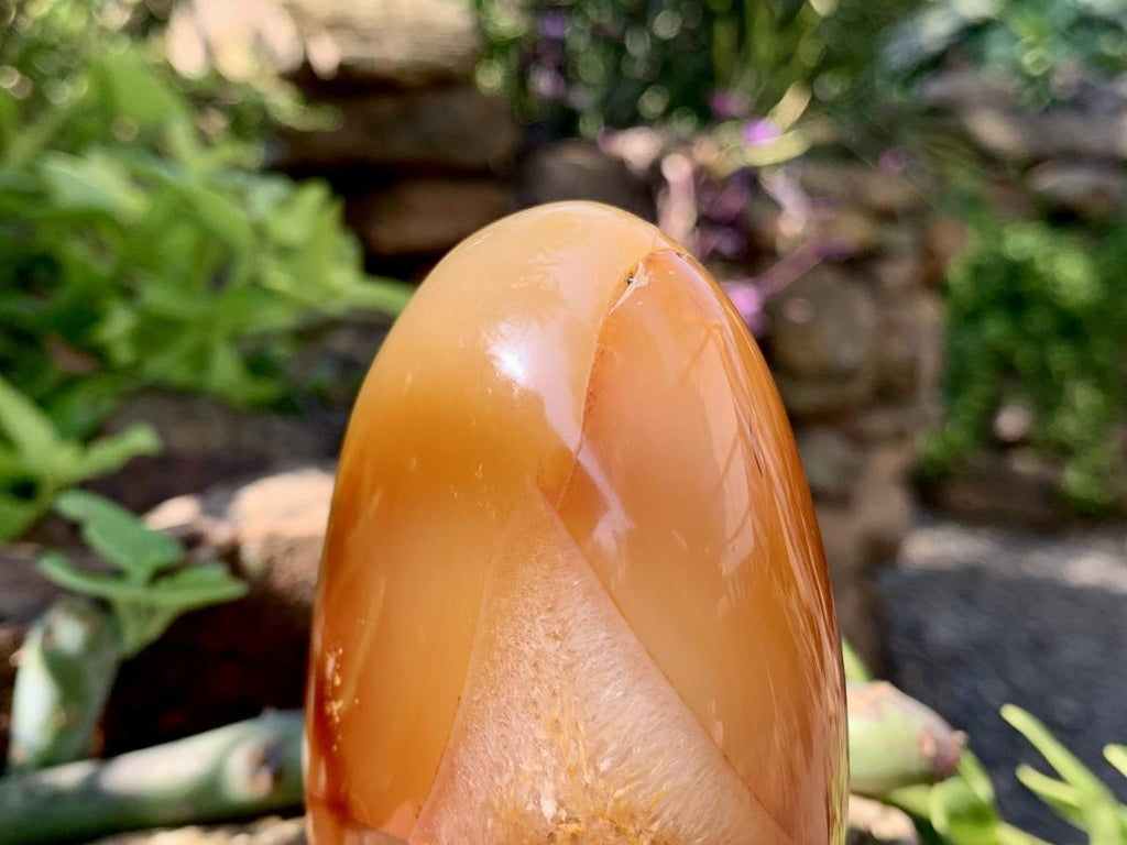 Polished Crystalline Geode Centered Carnelian Standing Free Form x 1 From Madagascar