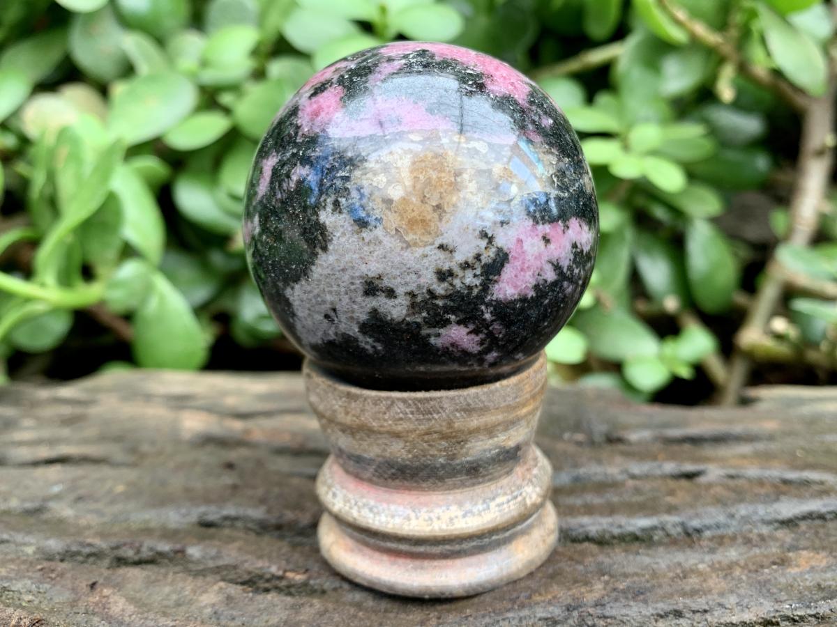 Polished Pink Rhodonite Sphere x 1 From Madagascar