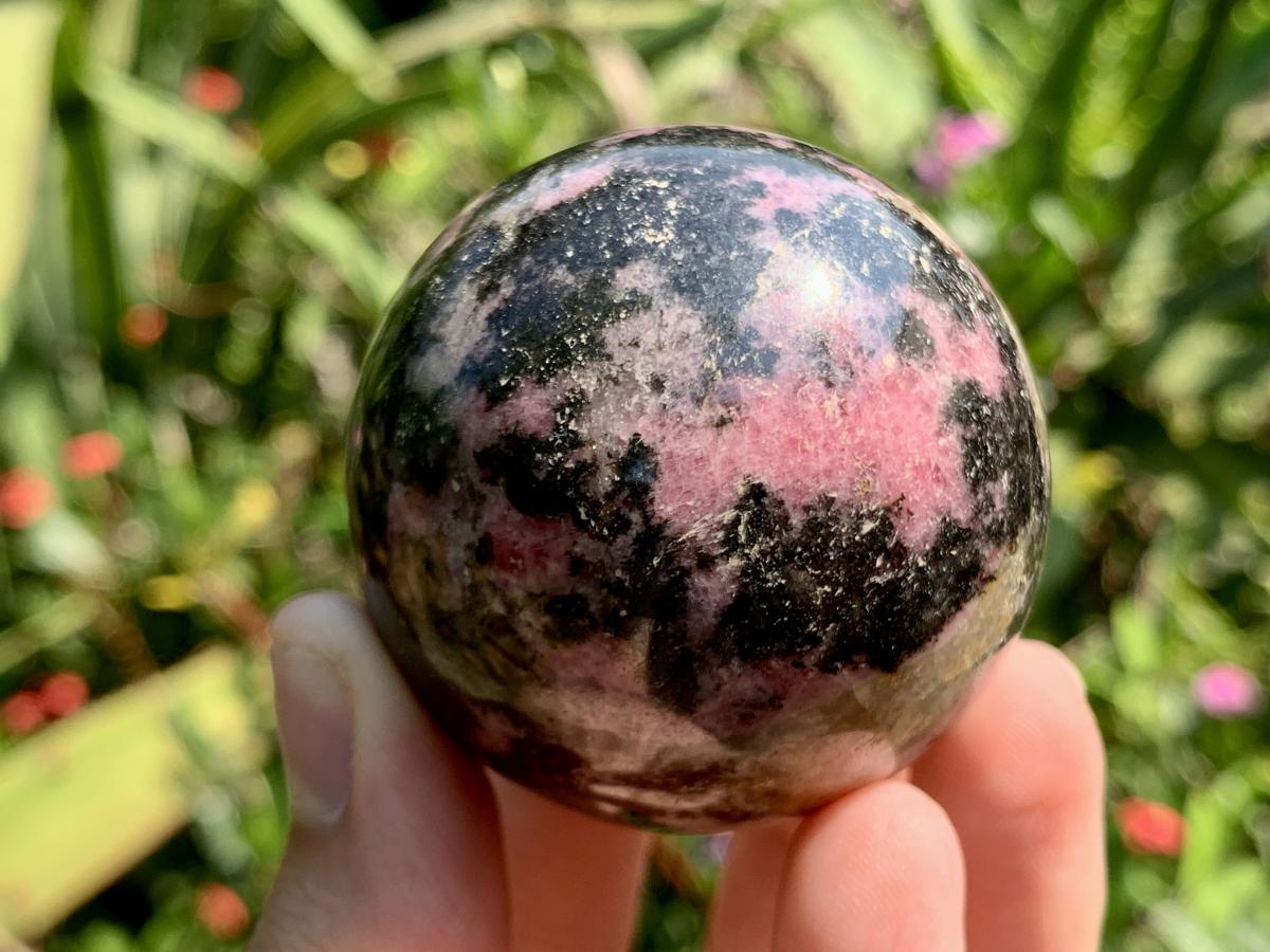 Polished Pink Rhodonite Sphere x 1 From Madagascar