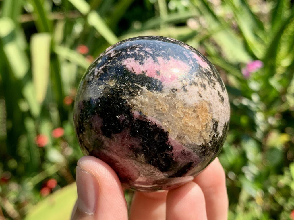 Polished Pink Rhodonite Sphere x 1 From Madagascar