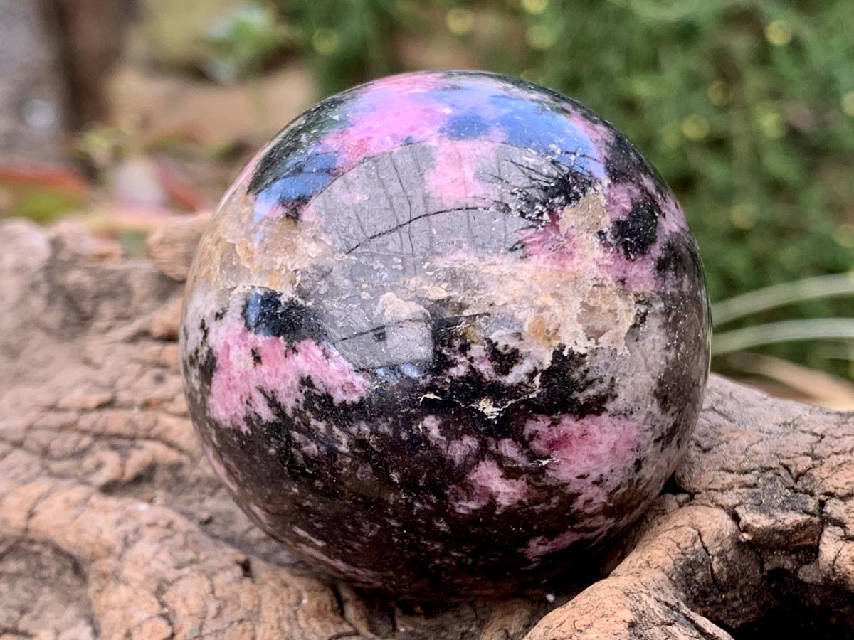 Polished Pink Rhodonite Sphere x 1 From Madagascar