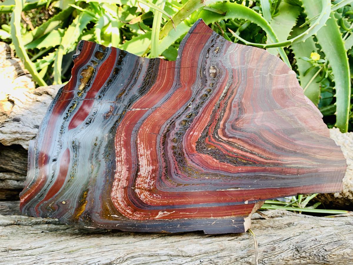 Polished On One Side Banded Tiger Iron Slab x 1 From Marble Bar, Australia