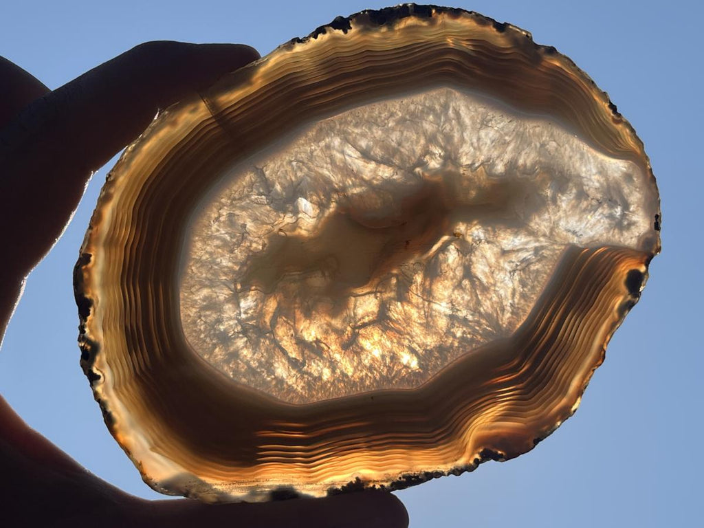 Polished Banded Agate Slice x 1 From Madagascar