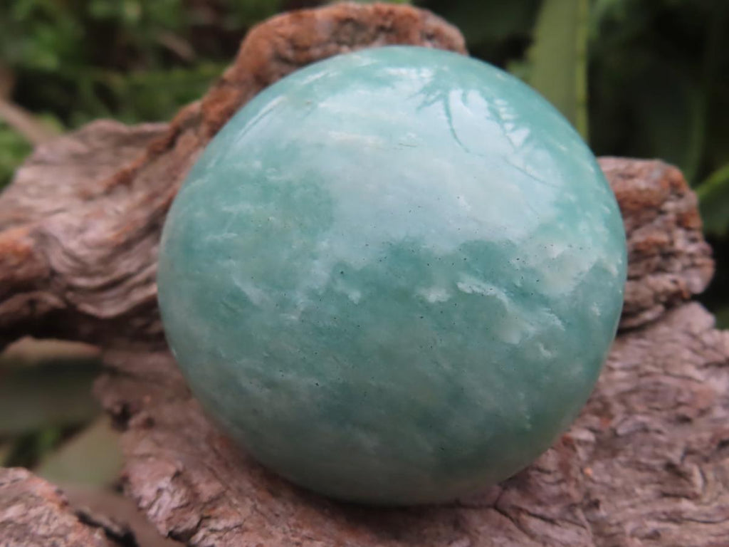 Polished Amazonite With Black Tourmaline Palm Stone x 1 From Madagascar