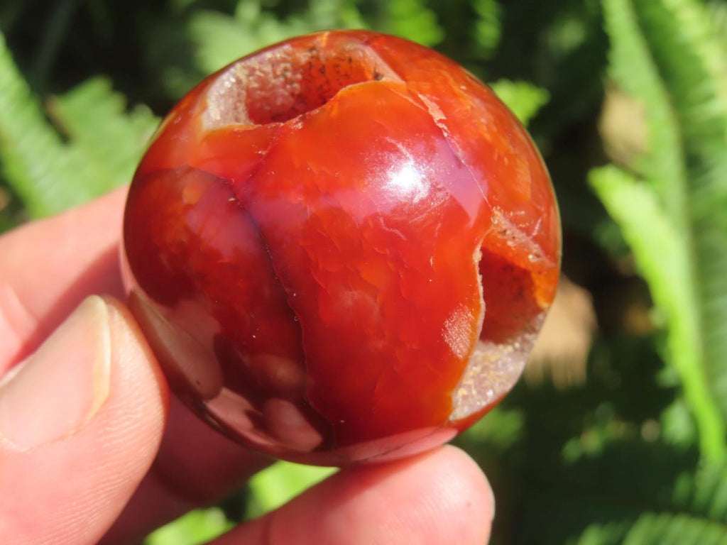 Polished Double Vug Carnelian Agate Sphere x 1 From Madagascar